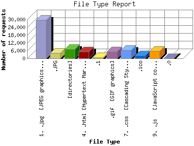 File Type Report: Number of requests by File Type.
